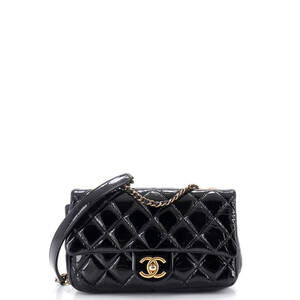 Chanel Small CC Eyelet Flap Bag Quilted Patent